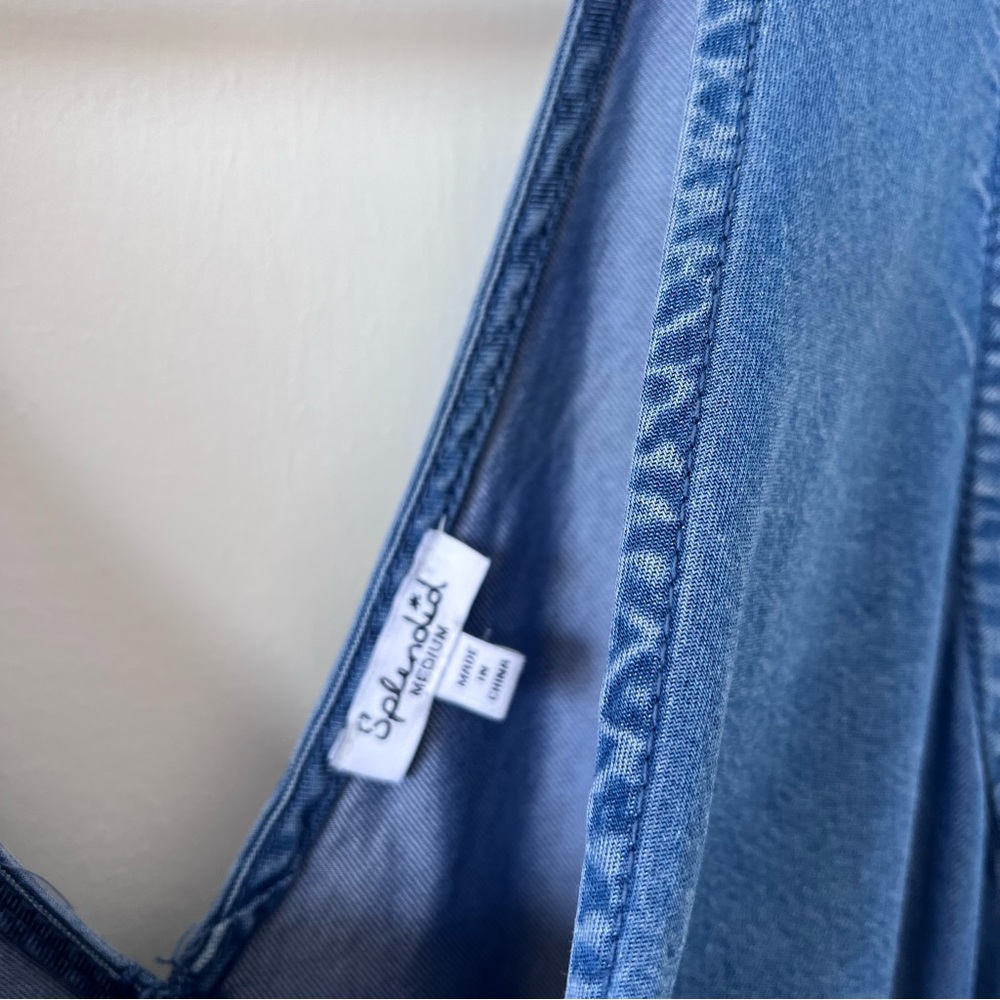 Splendid denim chambray jumpsuit wide leg crop - Picture 3 of 8